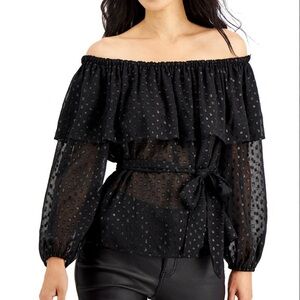I•N•C Off-The-Shoulder Shimmery Petite Top